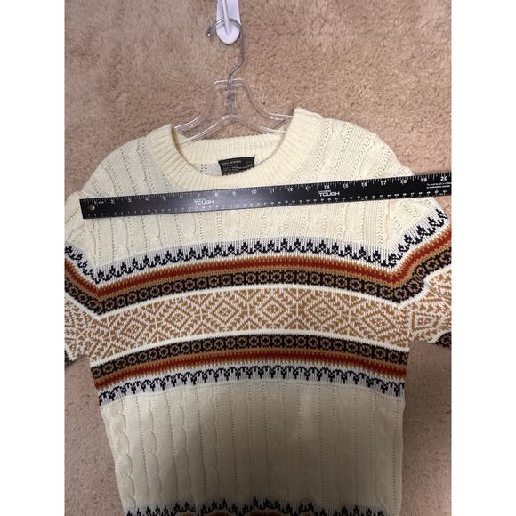 Vtg JCPenney's Men's Cream Rust Knit Fair Isle Nordic Ski Sweater Size M 70’s EC - Picture 11 of 15